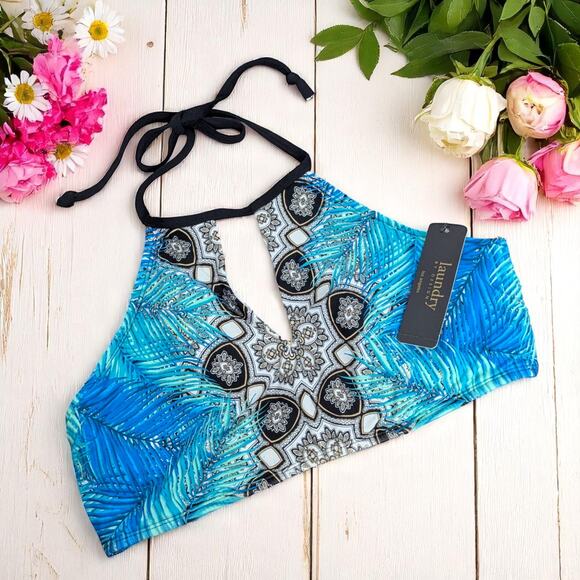 New LAUNDRY By Design Shelli Segal Bohemian Print Halter Bikini Swim Top M - Picture 1 of 2